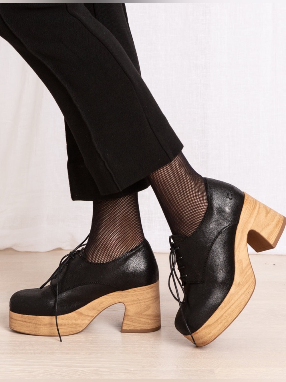 CALOU • Britta Black Lace Up Clog Shoe